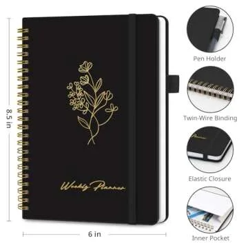 Elegant A5 Weekly Planner with Goal and Habit Tracker