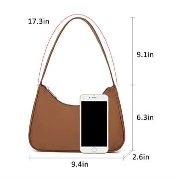 Loiral Shoulder Bags for Women, Cute Hobo Tote Handbag Mini Clutch Purse with Zipper Closure, Brown