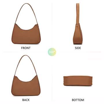 Loiral Shoulder Bags for Women, Cute Hobo Tote Handbag Mini Clutch Purse with Zipper Closure, Brown