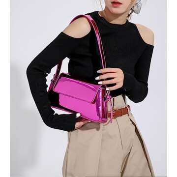 Caissip Evening Bag Women Hobo Bag Clutch Y2k Sparkly Silver Purse Tote Handbag Shoulder Party Bag C...