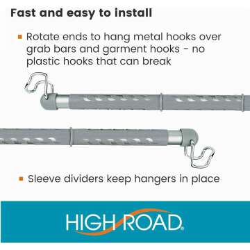 Car Clothes Hanger Bar with Solid Metal Hooks