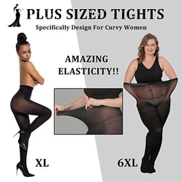 MERYLURE Ultra Plus Size Tights for Women Up To 6x, Semi Opaque Control Top Nylon Pantyhose, High Wa...