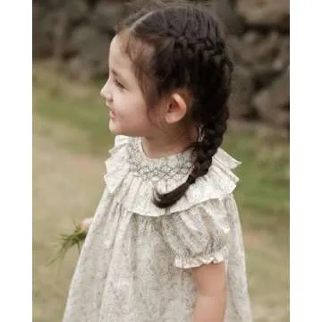 Baby Girls Vintage Floral Smocked Dress for Summer Events