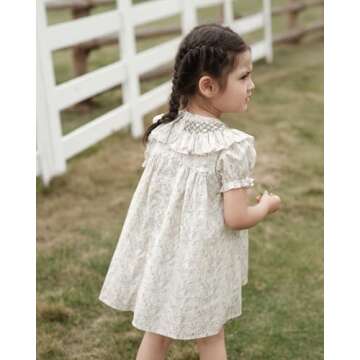 Baby Girls Vintage Floral Smocked Dress for Summer Events
