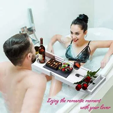 Luxury Bamboo Bathtub Caddy with Expandable Design