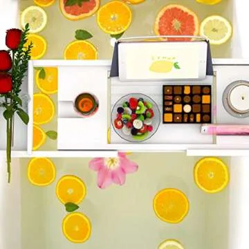 Luxury Bamboo Bathtub Caddy with Expandable Design