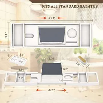 Luxury Bamboo Bathtub Caddy with Expandable Design