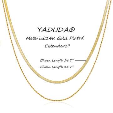 YADUDA Herringbone Layered Gold Necklace for Women
