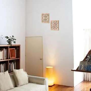 KOYILTD 4 Pieces Thicken Rustic Wall Decor,Flower Carved Wall Art,Wooden Hollow Carved Design (Square, 8.2in)