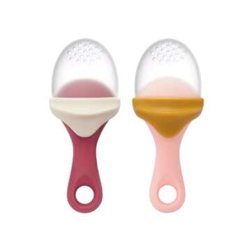 Boon Pulp Silicone Baby Fruit Feeder - Soft Silicone Baby Feeding Set - Fruit and Vegetable Baby Led...