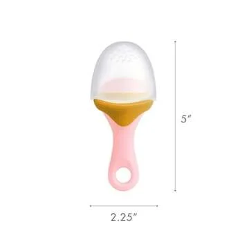 Boon Pulp Silicone Baby Fruit Feeder - Soft Silicone Baby Feeding Set - Fruit and Vegetable Baby Led Weaning Supplies - Baby Feeding Essentials - Orange/Mauve and White/Mauve- 2 Count