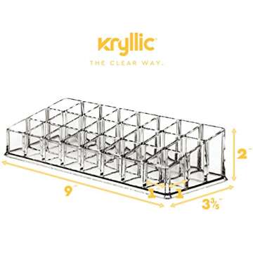 Acrylic Lipstick Organizer Display Holder - Multi Level 24 Deep Slot Clear Organizer Rack Fits all Lipstick Nail Polish Brushes & Bottles Made Thick & Strong With the Highest Quality Acrylic Material