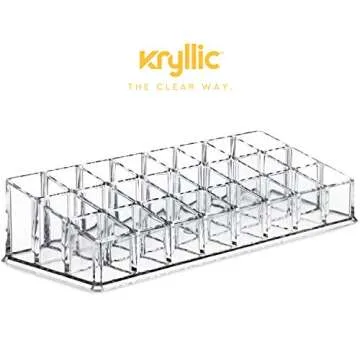 Acrylic Lipstick Organizer Display Holder - Multi Level 24 Deep Slot Clear Organizer Rack Fits all Lipstick Nail Polish Brushes & Bottles Made Thick & Strong With the Highest Quality Acrylic Material