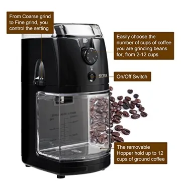 Secura Electric Burr Coffee Grinder with Adjustable Grind Size