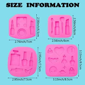 4 Makeup Design Silicone Cake Molds for Baking and Crafting