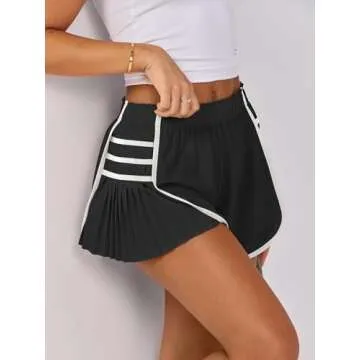 Caracilia Women Running Shorts Flowy Pleated Athletic Shorts Summer High Waisted Tennis Sporty Worko...