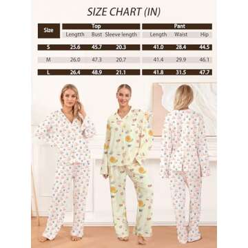 Women 2 Piece Floral Pajamas Lounge Set Y2k Long Sleeve Button Down Shirts Wide Leg Pants Pjs Matching Sets Fall Sleepwear 24_Papaya_Yellow,Large