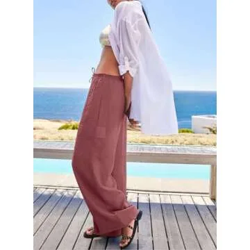 EVALESS Women's High Waisted Beach Pants for Comfort