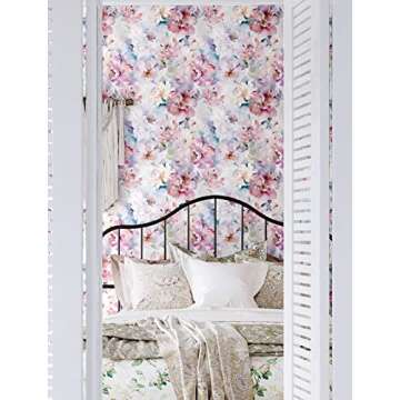 Blooming Wall DPYA09 Antique Romantic Flower Peel and Stick Wallpaper Self-Adhesive Wallpaper Wall Mural Wall Décor