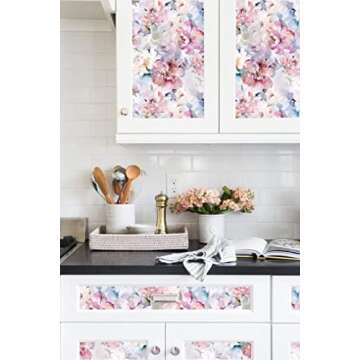 Blooming Wall DPYA09 Antique Romantic Flower Peel and Stick Wallpaper Self-Adhesive Wallpaper Wall Mural Wall Décor