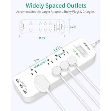 Mifaso Surge Protector with 8 AC Outlets & 3 USB Ports
