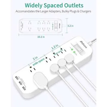 Mifaso Surge Protector with 8 AC Outlets & 3 USB Ports