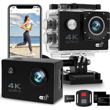ZYCZWL Ultra HD 4K Action Camera with Remote & Cases