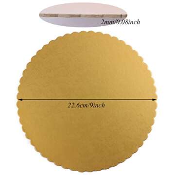Useekoo 12 Pack Gold Cake Boards Round Gold Foil Pizza Base Disposable Drum Circles Corrugated Paper Board 9 Inches Diameter