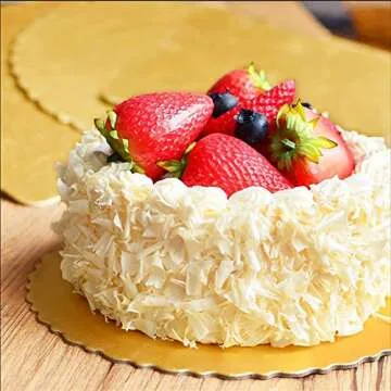 Useekoo 12 Pack Gold Cake Boards Round Gold Foil Pizza Base Disposable Drum Circles Corrugated Paper Board 9 Inches Diameter