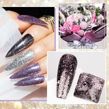 MIZHSE Glitter Gel Nail Polish, Diamond Gel Polish Set, Sparkly Shiny Gel Nail Art Varnish Manicure ...