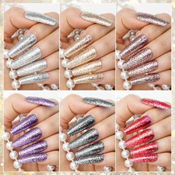 MIZHSE Glitter Gel Nail Polish, Diamond Gel Polish Set, Sparkly Shiny Gel Nail Art Varnish Manicure Kit, Soak Off LED Lamp, for Beginners DIY at Home (Glitter Polish Set)