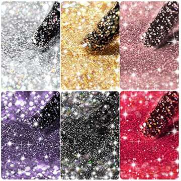 MIZHSE Glitter Gel Nail Polish, Diamond Gel Polish Set, Sparkly Shiny Gel Nail Art Varnish Manicure Kit, Soak Off LED Lamp, for Beginners DIY at Home (Glitter Polish Set)