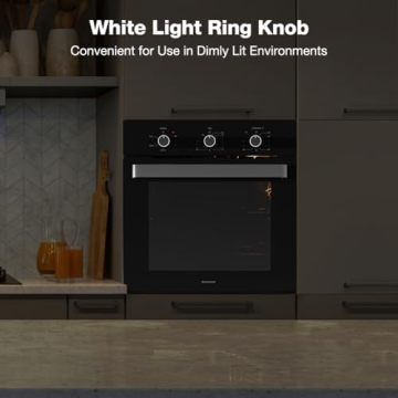 24 Inch Single Wall Oven, ETL Certified, thermomate 2.79 Cu. Ft. Built-in Electric Wall Oven with 5 Cooking Functions, Built-in Ovens with Mechanical Knobs Control, Black Tempered Glass Finish