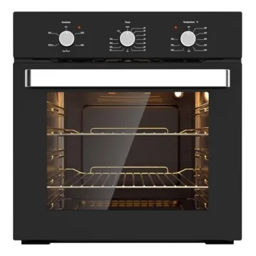 24 Inch Single Wall Oven, ETL Certified, thermomate 2.79 Cu. Ft. Built-in Electric Wall Oven with 5 Cooking Functions, Built-in Ovens with Mechanical Knobs Control, Black Tempered Glass Finish