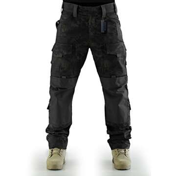 ZAPT Tactical Pants Molle Ripstop Combat Trousers Hunting Army Camo Multi-camo Black Pants for Men (Multi-camo Black, S)