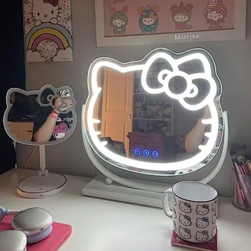 Hello Kitty Kawaii Desk Mirror with LED Lights