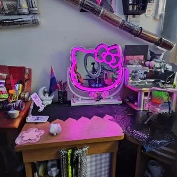 Hello Kitty Kawaii Desk Mirror with LED Lights