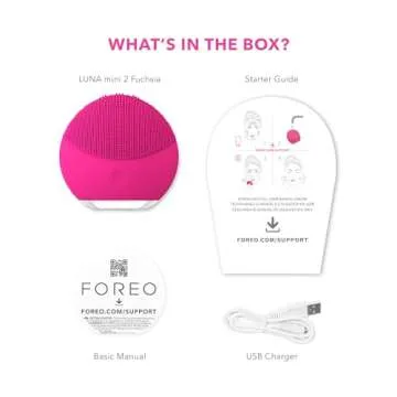 FOREO LUNA mini 2 Ultra-hygienic Facial Cleansing Brush ,All Skin Types, Face Massager for Clean & Healthy Face Care, Extra Absorption of Facial Skin Care Products, Waterproof , Fuchsia