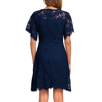 Navy Blue Lace Cocktail Dress Summer Party Wear Women