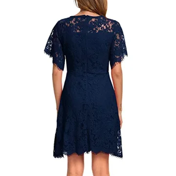 Navy Blue Lace Cocktail Dress Summer Party Wear Women