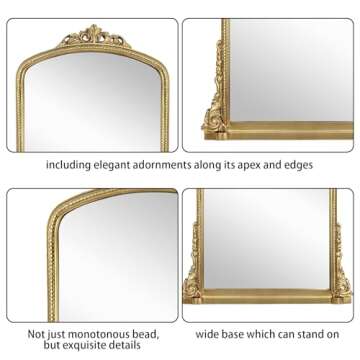 Decor Trends Traditional Ornate Arch Wall Mirror Vintage Fireplace Mirror Mantel Decor, Antique Gold, 36 inches x28 inches, Baroque Inspired Wall Mirror, 28 inches W x 36 inches L, 21004-GD