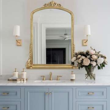 Decor Trends Traditional Ornate Arch Wall Mirror Vintage Fireplace Mirror Mantel Decor, Antique Gold, 36 inches x28 inches, Baroque Inspired Wall Mirror, 28 inches W x 36 inches L, 21004-GD