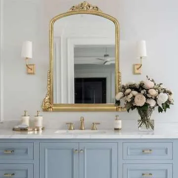 Decor Trends Traditional Ornate Arch Wall Mirror Vintage Fireplace Mirror Mantel Decor, Antique Gold, 36 inches x28 inches, Baroque Inspired Wall Mirror, 28 inches W x 36 inches L, 21004-GD