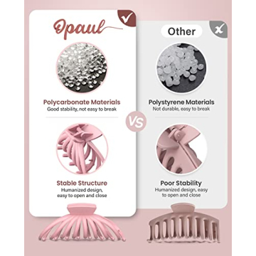 OPAUL Matte Nonslip Large Hair Claw Clips for Women