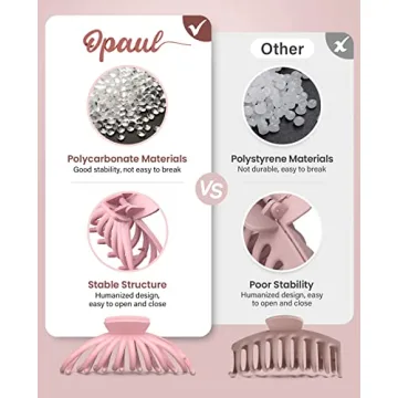 OPAUL Matte Nonslip Large Hair Claw Clips for Women