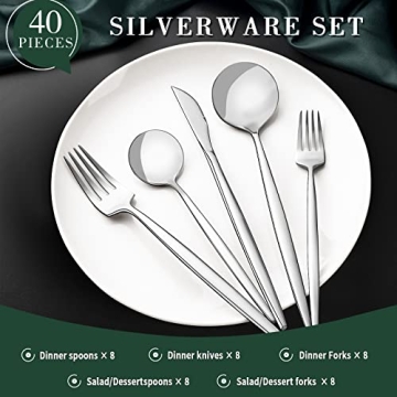 40-Piece CEKEE Stainless Steel Flatware Set for 8