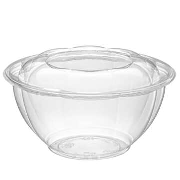 Comfy Package [32 oz. - 50 Count] Clear Plastic Salad Bowls with Lids, Disposable Salad Containers f...