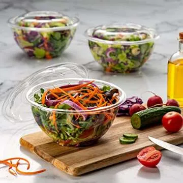Comfy Package [32 oz. - 50 Count] Clear Plastic Salad Bowls with Lids, Disposable Salad Containers for Lunch - Perfect for Takeout, Salads, and Meal Prep