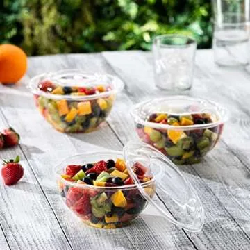 Comfy Package [32 oz. - 50 Count] Clear Plastic Salad Bowls with Lids, Disposable Salad Containers for Lunch - Perfect for Takeout, Salads, and Meal Prep