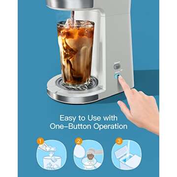 Famiworths Iced Coffee Maker, Hot and Cold Coffee Maker Single Serve for K Cup and Ground, with Descaling Reminder and Self Cleaning, Iced Coffee Machine for Home, Office and RV, Light Gray